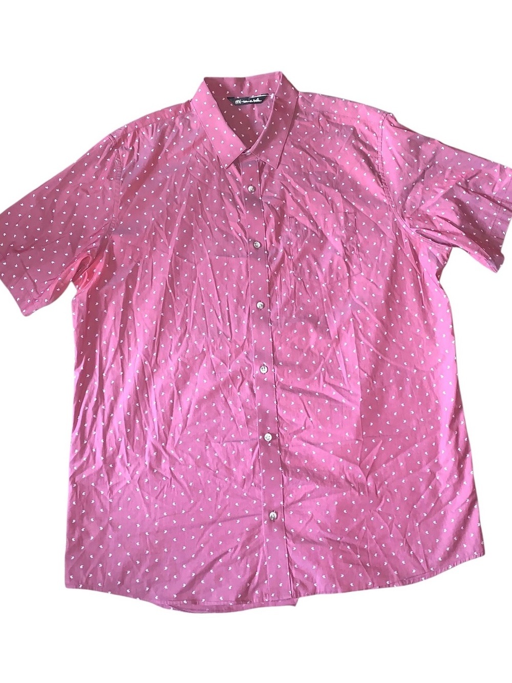 TravisMathew Men’s XXL Pink Stretch Golf Button Up Shirt Short Sleeve Casual